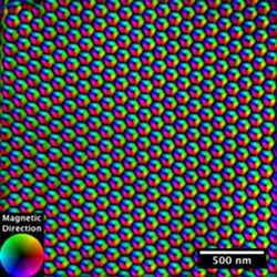 A crystalline array of skyrmions.