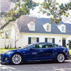 Tesla in front of Palo Alto home