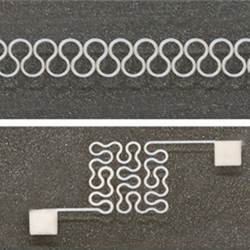 Two printed silver nanowire patterns.