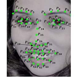 Mapping a woman's facial landmarks. 