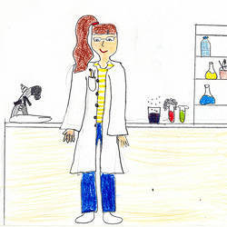 A child's drawing of a scientist.