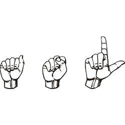 American Sign Language signs for A, S, L.