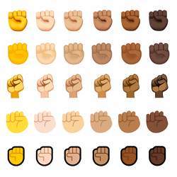 Emoji hands in different skin tones.