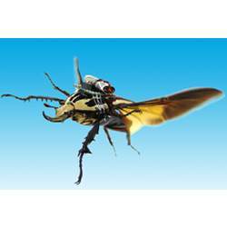 A cyborg beetle in flight.