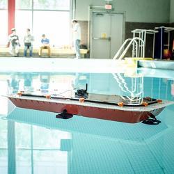 A prototype of the autonomous boat.