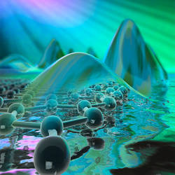 The best pictorial representation of a surface plasmon polariton is in terms of a ripple of electron density on the surface of graphene sample.