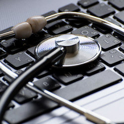 stethoscope and keyboard