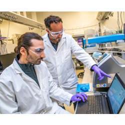 Lawrence Berkeley National Laboratory researchers Zak Costello (left) and Hector Garcia Martin.