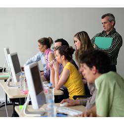 Students in a computer class.