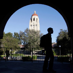 student on Stanford University campus