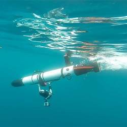 The torpedo-shaped robot can scan the ocean floor for hours at a time.