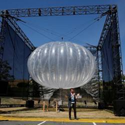 A Google Project Loon Internet balloon awaiting deployment.