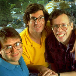 Bill Atkinson, Andy Hertzfeld, and Marc Porat in 1990.