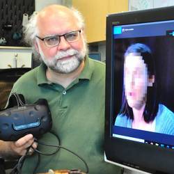 Simon Fraser University professor Steve DiPaola and an anonymized image.