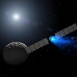 Dawn spacecraft orbiting Ceres