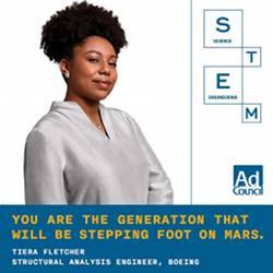 Tiera Fletcher from Boeing is one of seven women role models in the She Can STEM program.