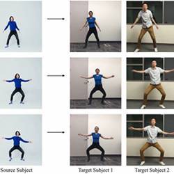 Mapping original dance (left column) to the videos of others. 