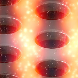 A computer simulation shows how the electromagnetic field is distributed in the silicon layer with hole pattern after excitation with a laser.