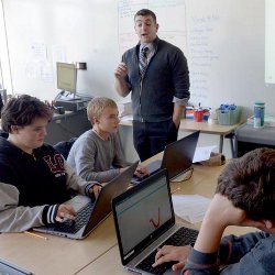 Mohonasen High School teach Matthew Battisti and students