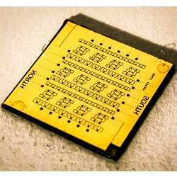 A superconducting chip from MIT, which features Josephson junctions.