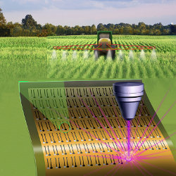 soil biosensors and farm field, illustration