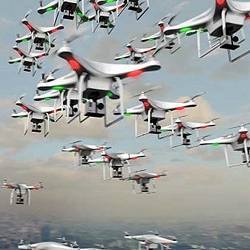 A fleet of aerial drones.