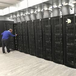 The SpiNNaker supercomputer being prepared for use.