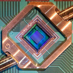 D-Waves superconducting quantum computer chip.