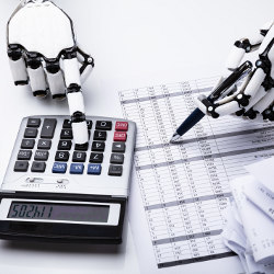 robot with calculator