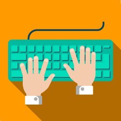 hands on keyboard, illustration