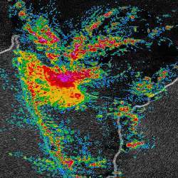 A high-resolution model of monsoon rain over India from IBM's new forecast model.