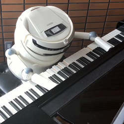 The hotel's rpiano-playing robot.