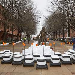 A fleet of SnackBots on the George Mason University campus.