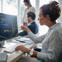 female worker at computer