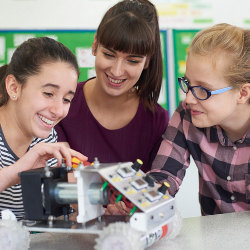 female students in science lab