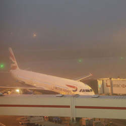 A foggy day at London's Heathrow Airport.