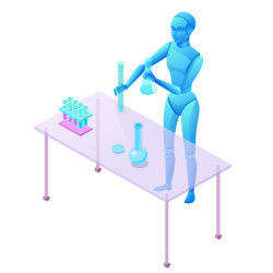 robot in laboratory, illustration