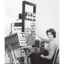 Mary Allen Wilkes with a LINC at the Massachusetts Institute of Technology, where she was a programmer.
