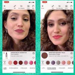 Testing virtual makeup in the Ulta Beauty iPhone app.
