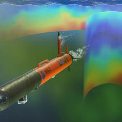 The Harald autonomous underwater vehicle in action.