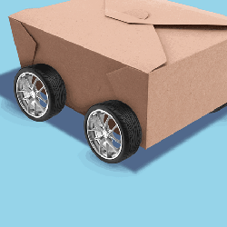 A delivery robot whizzes by.