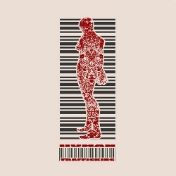 person and barcode, human trafficking illustration