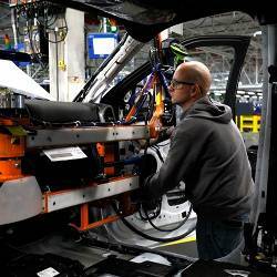 Workers building a truck at a Ford plant in Kentucky.