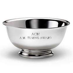 The silver bowl presented to recipients of the ACM A.M. Turing Award.