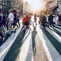 pedestrians in a crosswalk