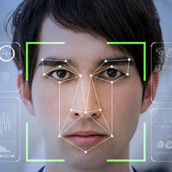 Facial recognition software in action.