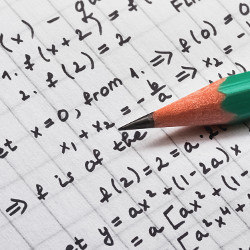 mathematical calculations and pencil