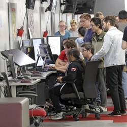 Play new video games during the Entertainment Arts and Engineering Program Launch event at the Master Games Studio on the University of Utah campus in Salt Lake City. 