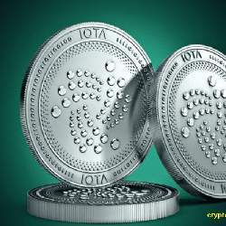 Coins of the IOTA cryptocurrency.