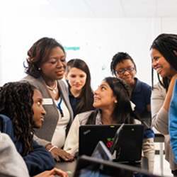 Girls in a computer science class.